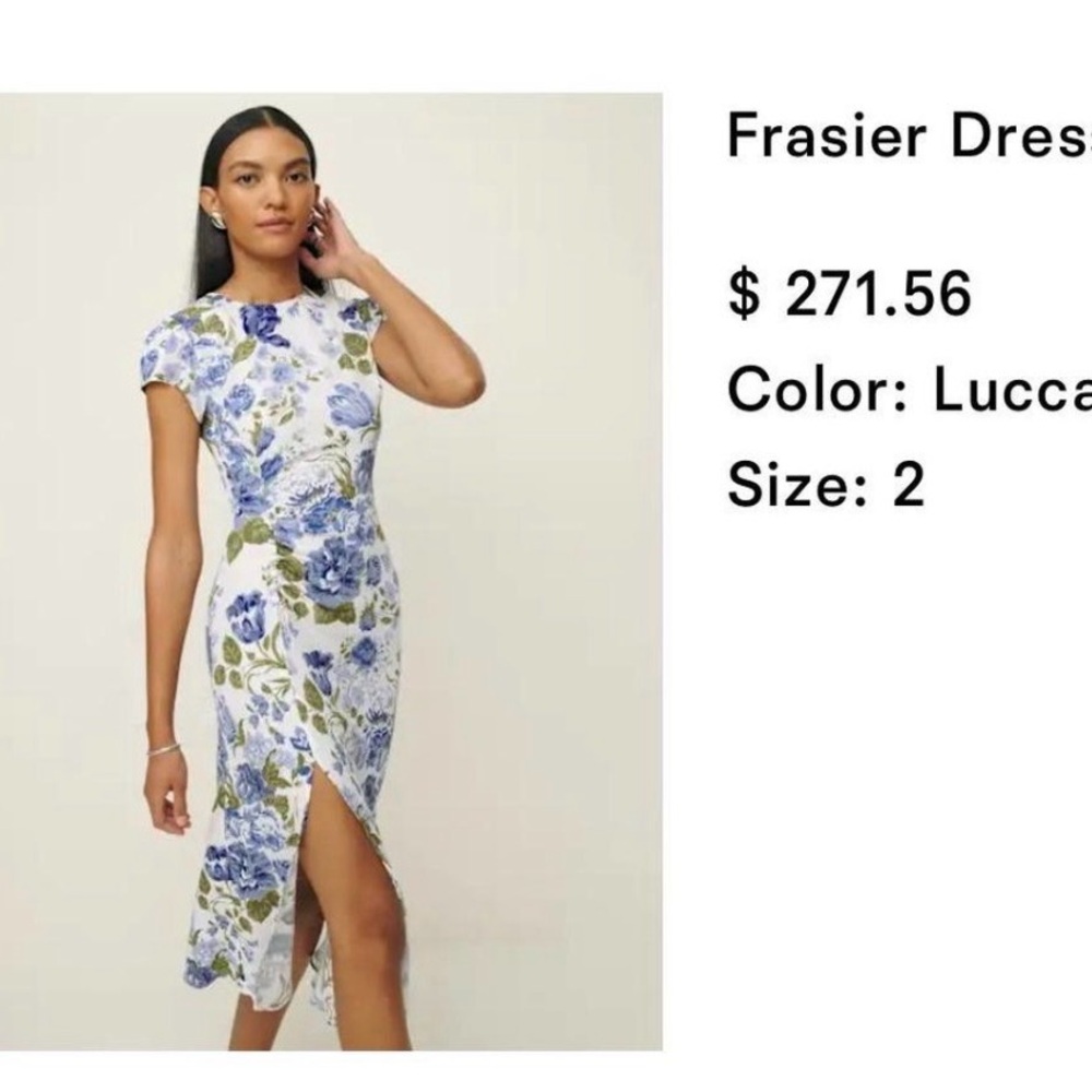 Reformation Fraiser dress Blue Floral Dress